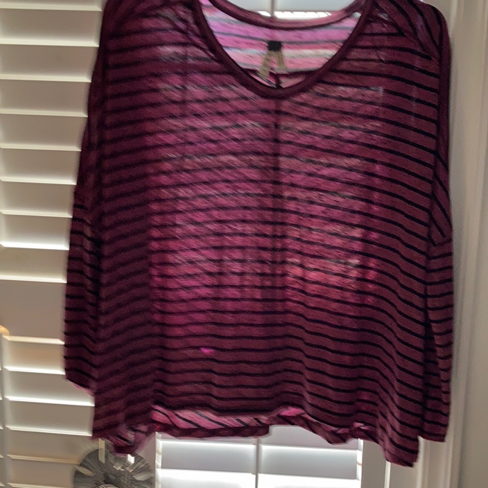 Free people we the free cotton blend striped shirt